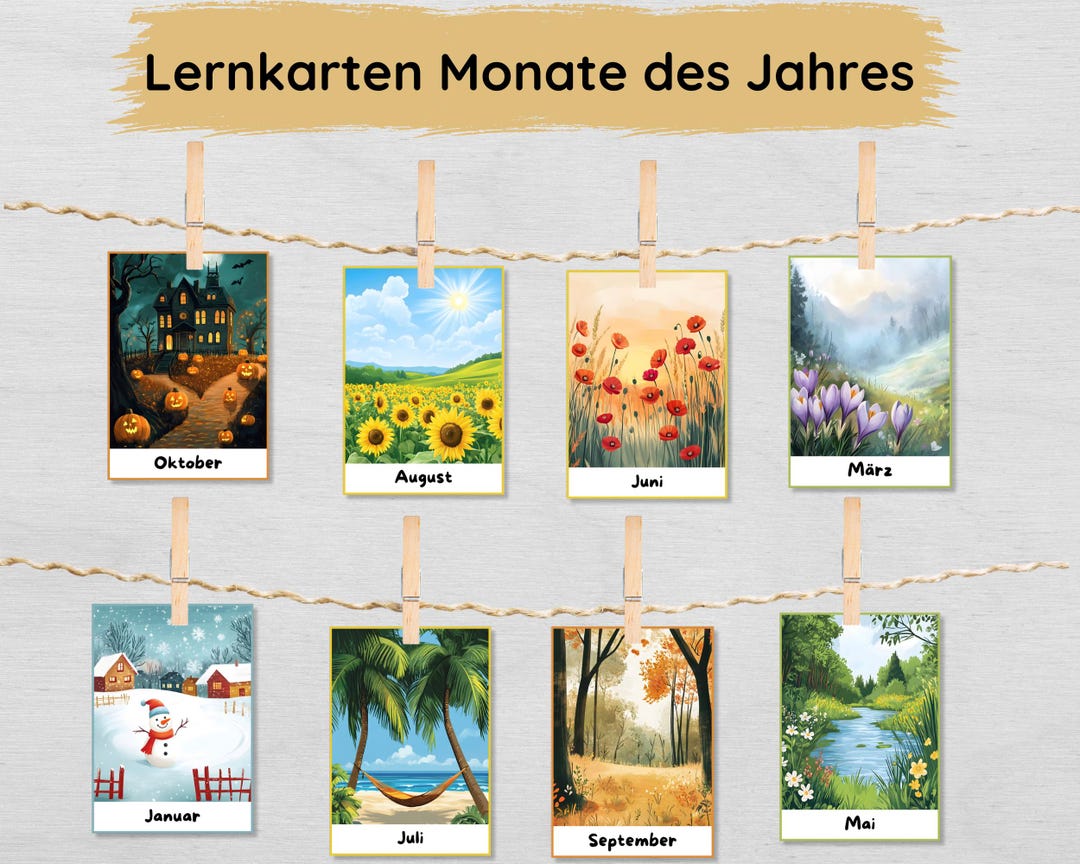 Months of the Year Learning Cards for Children to Print Out, Monthly ...