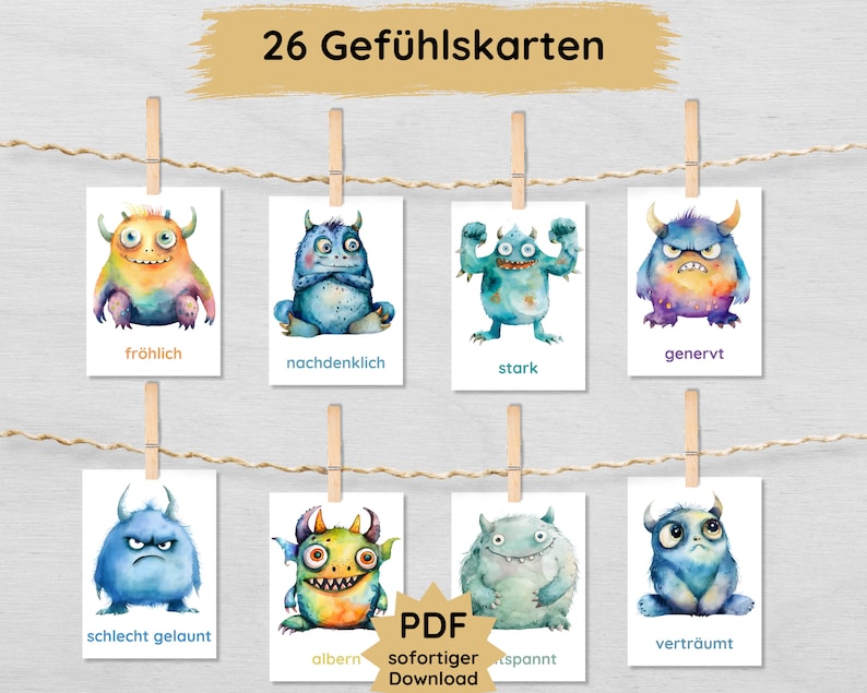 Monster Gefühlskarten für Kinder