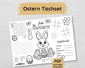 Easter placemat for children to print, Easter placemat, Easter bunny coloring page