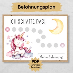 Einhorn Belohnungsplan für Mädchen zum Ausdrucken, niedliche Belohnungstafel als Motivationshilfe für dein Kind