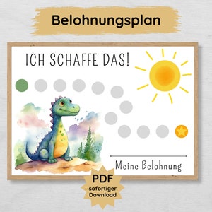 Quadro de recompensas infantis com motivo de dinossauro, plano de recompensa digital como ajuda motivacional