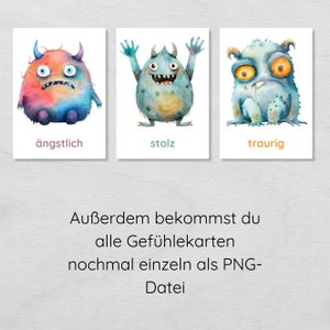 26 monster emotion cards for children to print out, picture cards to learn emotions, monster emotion cards ideal for daycare and preschool image 7