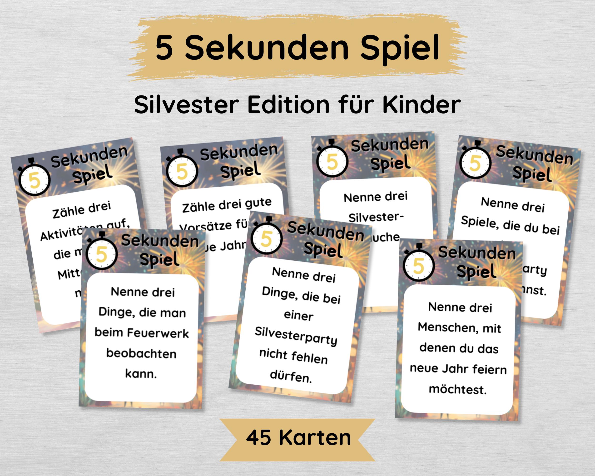 5 Seconds New Year's Eve Game for Children to Print, Fun Activity for the Family at the New Year's Eve Party