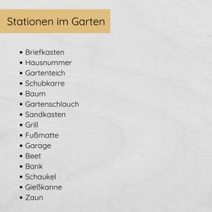 Outdoor Schnitzeljagd im Garten Verstecke
