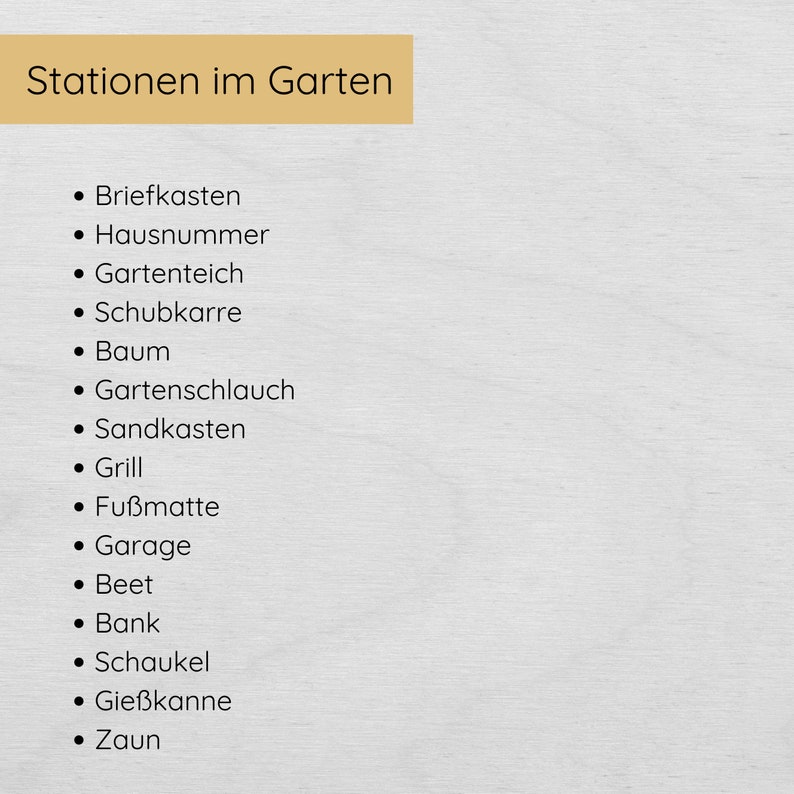 Outdoor Schnitzeljagd im Garten Verstecke