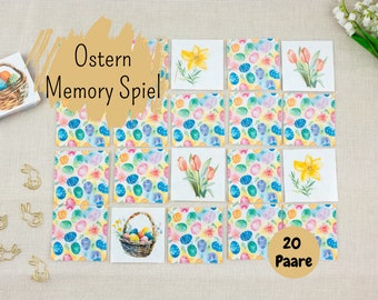 Easter memory game for children to print out, nice card game for the Easter days