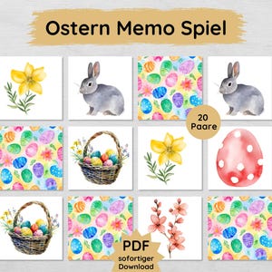 Ostern Memo Spiel für Kinder zum Ausdrucken, schönes Paare suchen Kartenspiel für die Ostertage