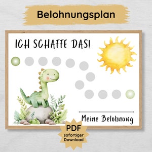 Dinosaurier Belohnungsplan für Jungen zum Ausdrucken, Dino Belohnungstafel für Kinder zur Motivation
