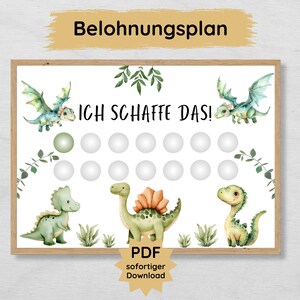 Dino reward plan for children to print out, cute motivational aid with dinosaur motifs