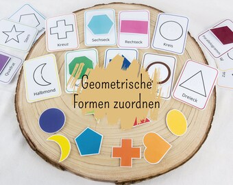 Matching shapes game for children, creative learning game to print out