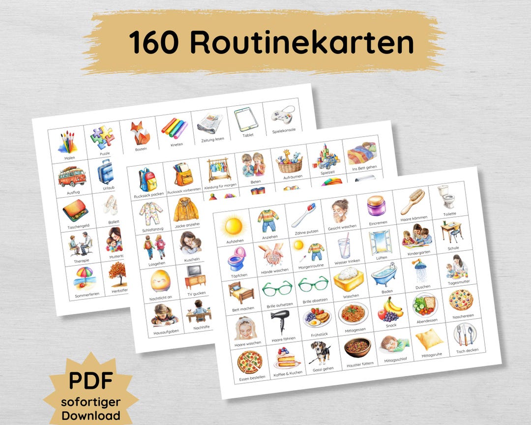 160 Routine Cards for Children to Print Out, Ideal for Weekly Plan ...