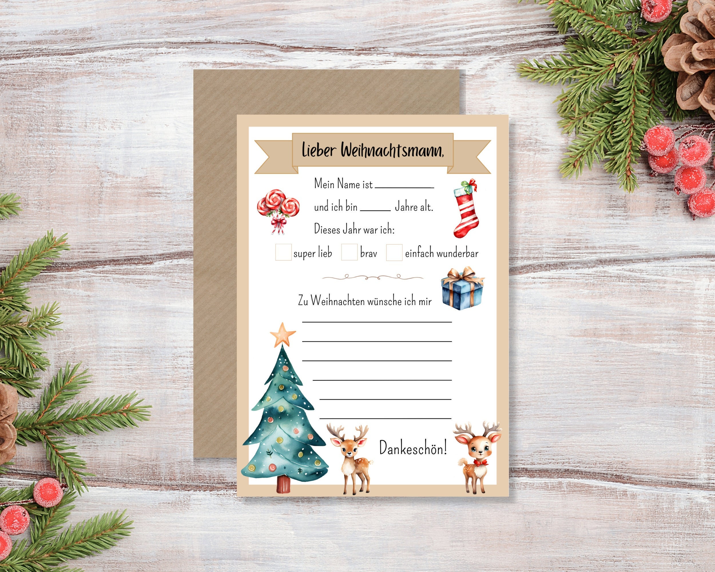 Wish list for children for Christmas, letter to Santa Claus to print