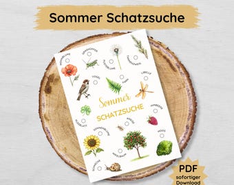 Búsqueda del tesoro de verano para niños para imprimir, juego de búsqueda de verano imprimible en PDF, emocionante actividad al aire libre