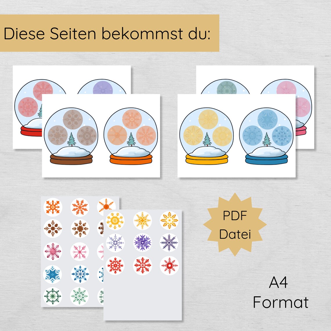 Snowflake Sorting Game for Children to Print, Learn Colors and Shapes ...