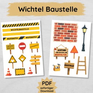 Gnome construction site set to print, Gnome construction site print template PDF download, Gnome accessories Christmas