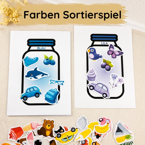 10 Farben lernen Sortierspiel für Kinder zum Ausdrucken, Farben zuordnen Lernspiel