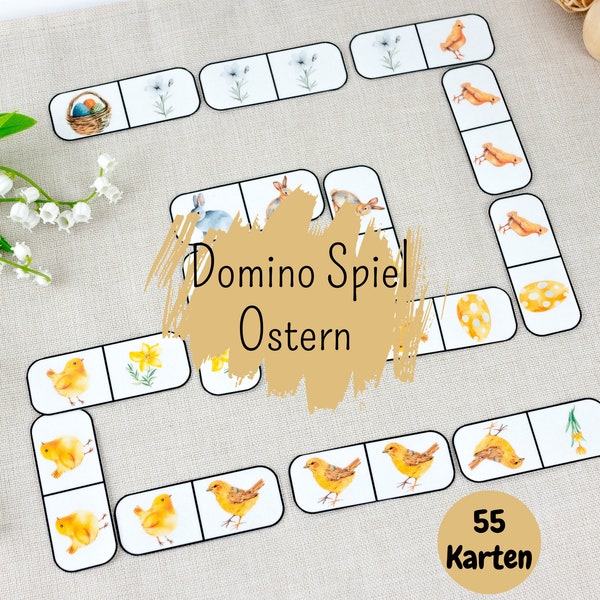 Easter domino game for children to print out, creative educational game for Easter