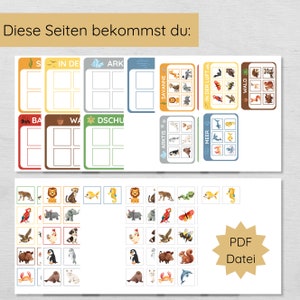 Tiere Sortierspiel für Kinder zum Drucken