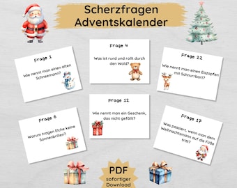 Joke questions Advent calendar for children to print out, 24 funny questions in Advent until Christmas