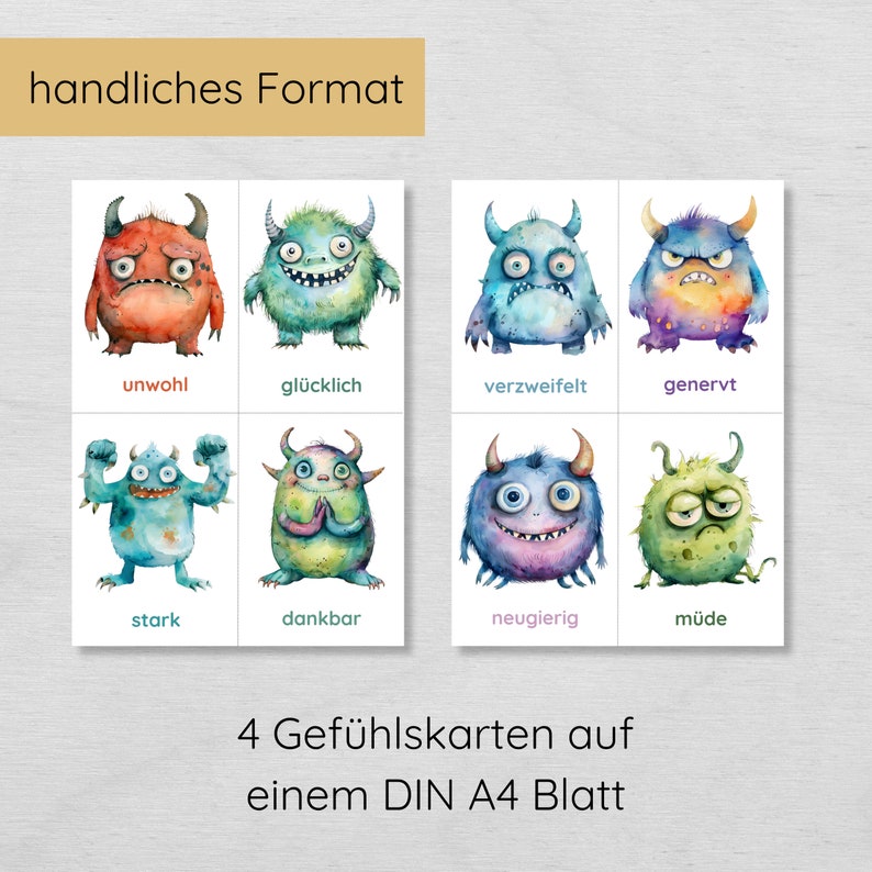 Monster Gefühlekarten für Kinder