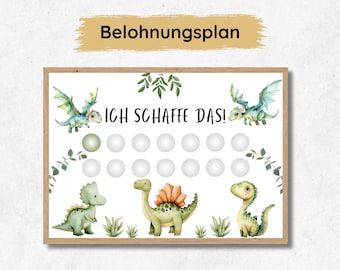 Dino reward plan for children to print out, cute motivational aid with dinosaur motifs