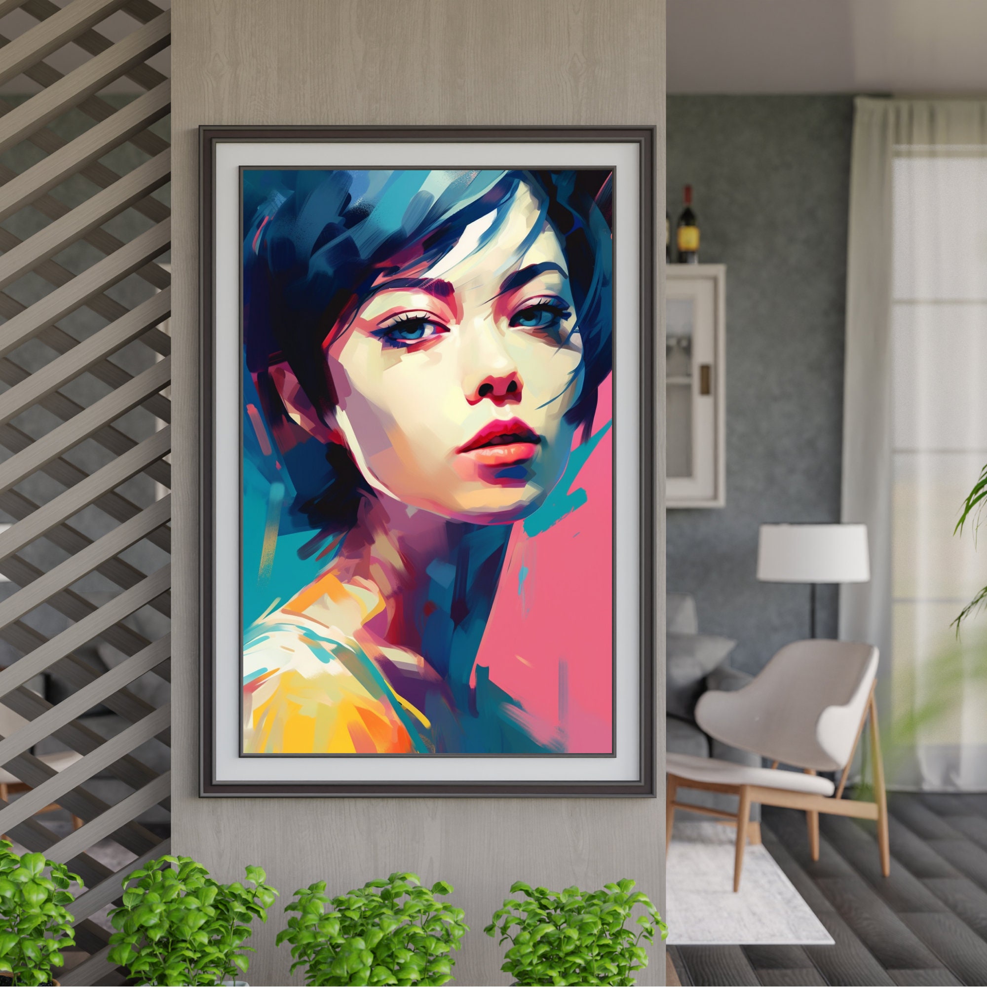 Colourful Seductive Woman Portrait, Printable Wall Decor, Printable ...