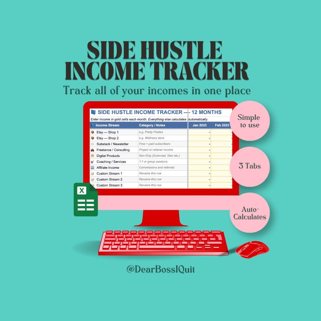 Side Hustle Income Tracker Spreadsheet (google Sheets) - Etsy