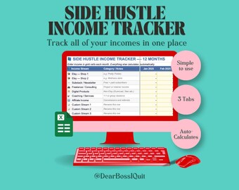 Side Hustle Income Tracker Spreadsheet (google Sheets) - Etsy