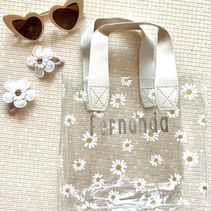 Benutzerdefinierte Name Favor Taschen Blumenmädchen Vorschlag Name Personalisierte Gänseblümchen Taschen für Blumenmädchen Benutzerdefinierte Blumenmädchen Taschen Junior Brautjungfer benutzerdefinierte
