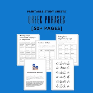 Learn Greek Phrase Book for Travellers and Students Greek to English Translations Study Greek Tools Greek Study Guide Sheets Study Greek