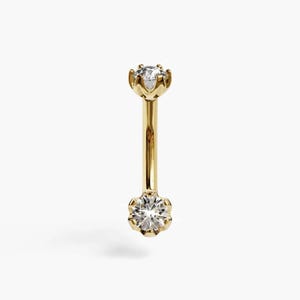 Orkidé 0,6 ct. Navelring: Moissanit, 14k, 18k massivt gult och roséguld - Skräddarsydd för din piercing 5 mm till 14 mm, Aktiv livsstil
