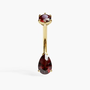 Tear 8mm Garnet Belly Ring