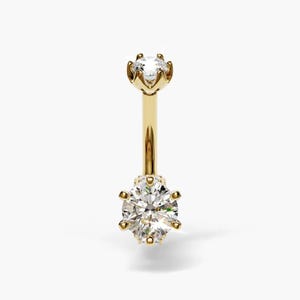 Marry Me Baby Dome Navel Ring: Moissanite, 14k, 18k Solid Yellow & Rose Gold - Custom Fitted to Your Piercing 5mm to 14mm