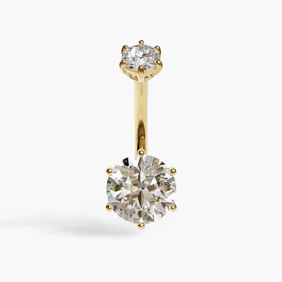 Jolie Co 14k、18k ソリッド イエロー & ローズ ゴールド - 2.2ct オーブ モアッサナイト ベリー リング、ピアスに合わせてカスタムフィット 5 mm ～ 14 mm