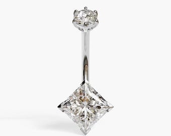 Jolie Co 14k、18k ソリッド ホワイト ゴールド & プラチナ - 2ct。プリンセス モアッサナイト ベリー リング、ピアスに合わせてカスタムフィット 5 mm ～ 14 mm