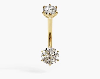 Jolie Co 14k、18k ソリッド イエロー & ローズ ゴールド - 0.8ct オーブ モアッサナイト ベリー リング、ピアスに合わせてカスタムフィット 5 mm ～ 14 mm