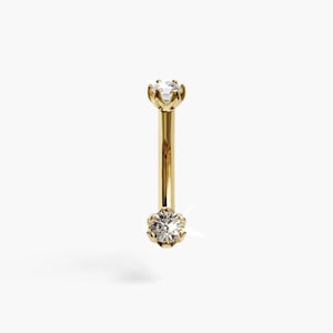 Orchid 0.3 ct. Navel Ring: Moissanite, 14k, 18k Solid Yellow & Rose Gold - Custom Fitted to Your Piercing 5mm to 14mm, Active Lifestyle