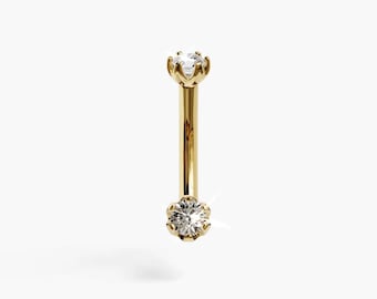 Orchid 0.3 ct. Navel Ring: Moissanite, 14k, 18k Solid Yellow & Rose Gold - Custom Fitted to Your Piercing 5mm to 14mm, Active Lifestyle