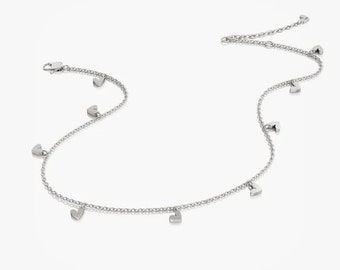 Jolie Co Dangly Heart Anklet 925 Sterling Silver Anti-Tarnish,  Love yourself or Another, Gift for Her.
