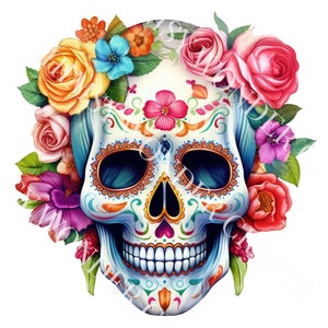 Bunter Sugar Skull zum Tag der Toten