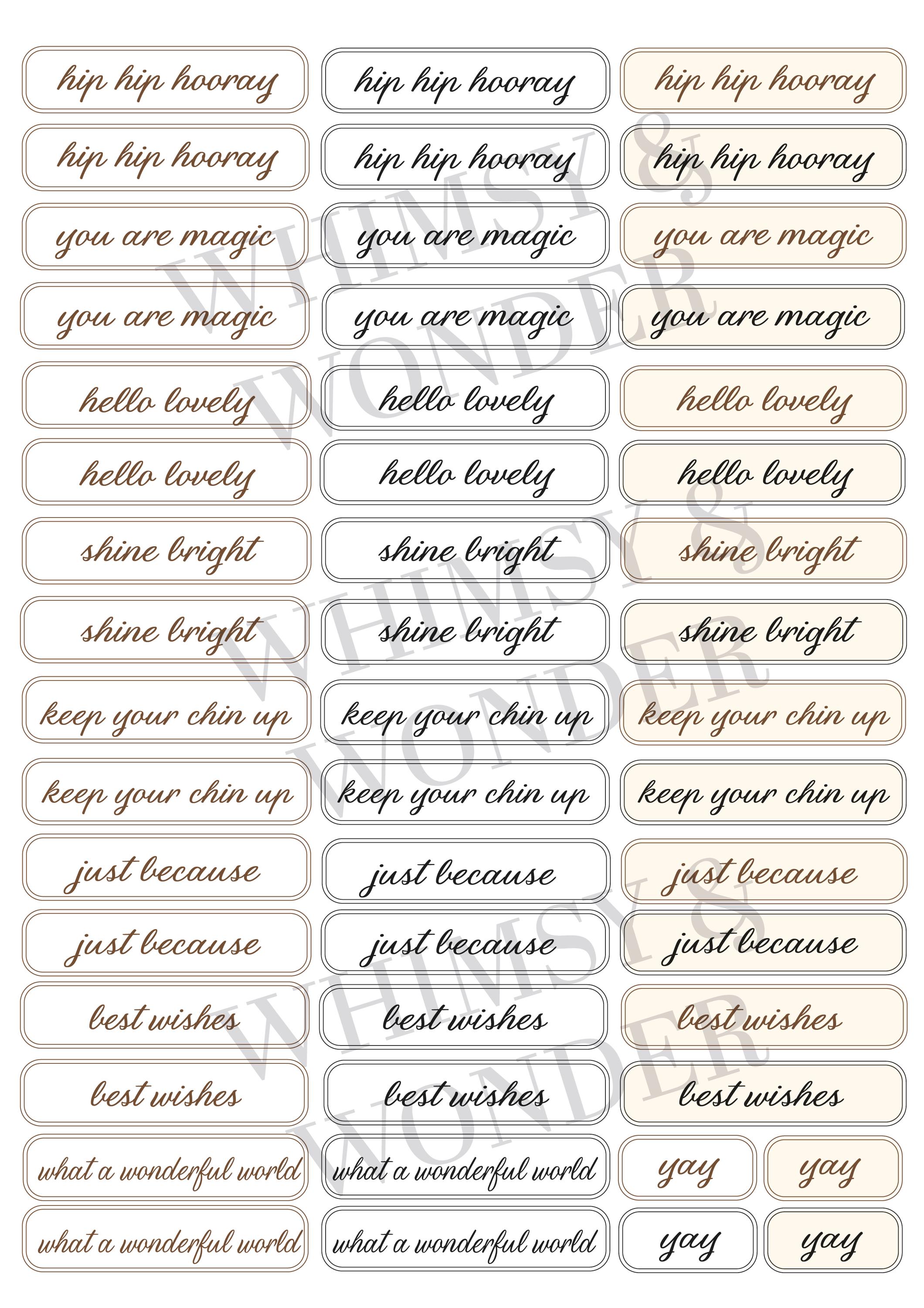 Sentiment Word Form Printable Sentiment Word Labels – Cardmaking and Journaling (PDF and ...