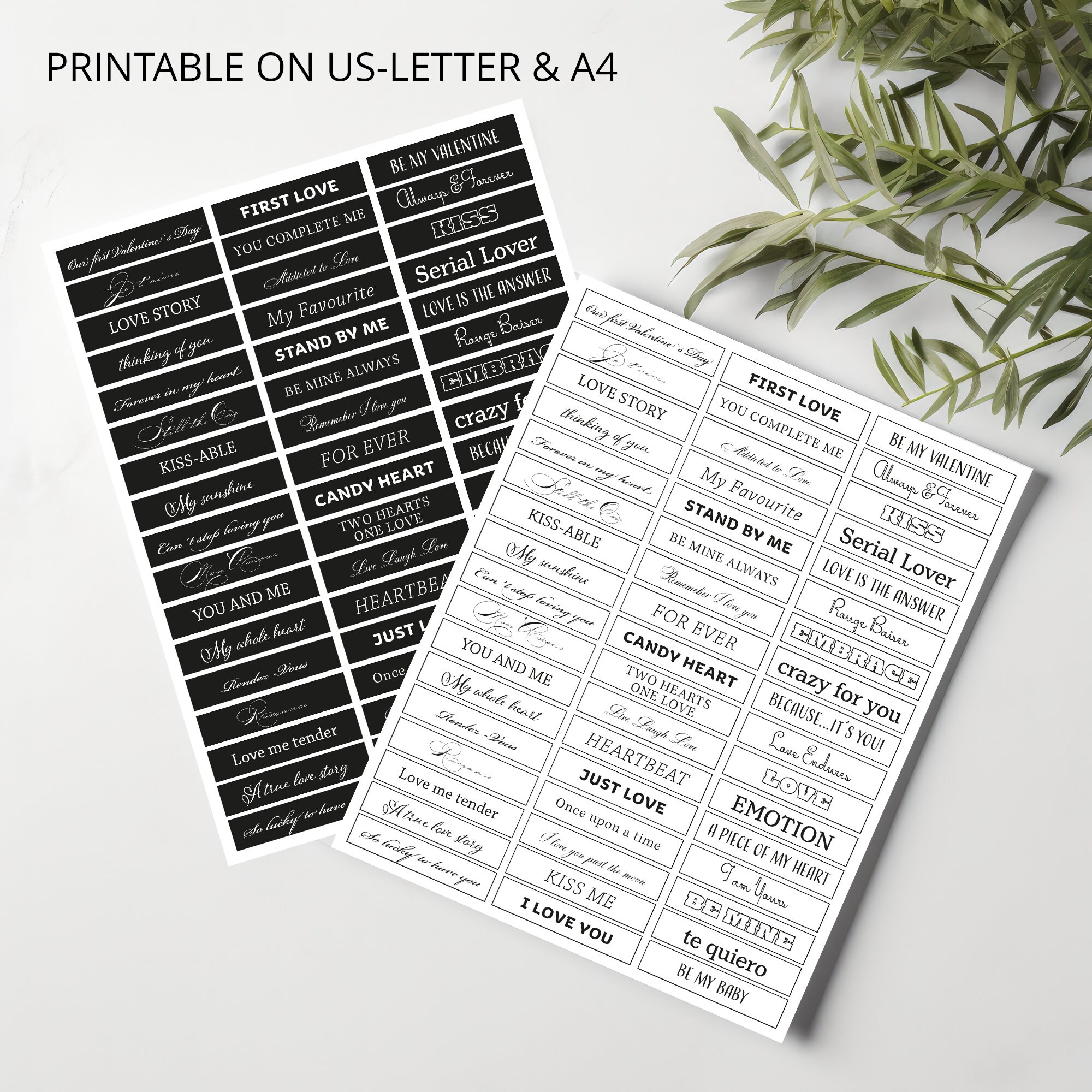 Sentiment Word Form Printable Sentiment Word Labels for Cardmaking and Junk Journaling Love ...