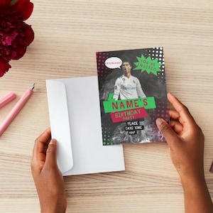 Faire-part d'anniversaire Ronaldo modifiable - invitation d'anniversaire CR7 - anniversaire de football - anniversaire de football - modèle de toile - téléchargement immédiat