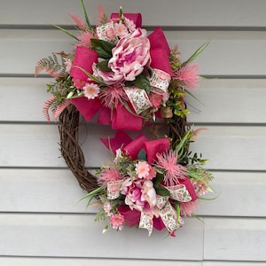 Front Door Spring/Summer Wreath/Pink Peony Wreath