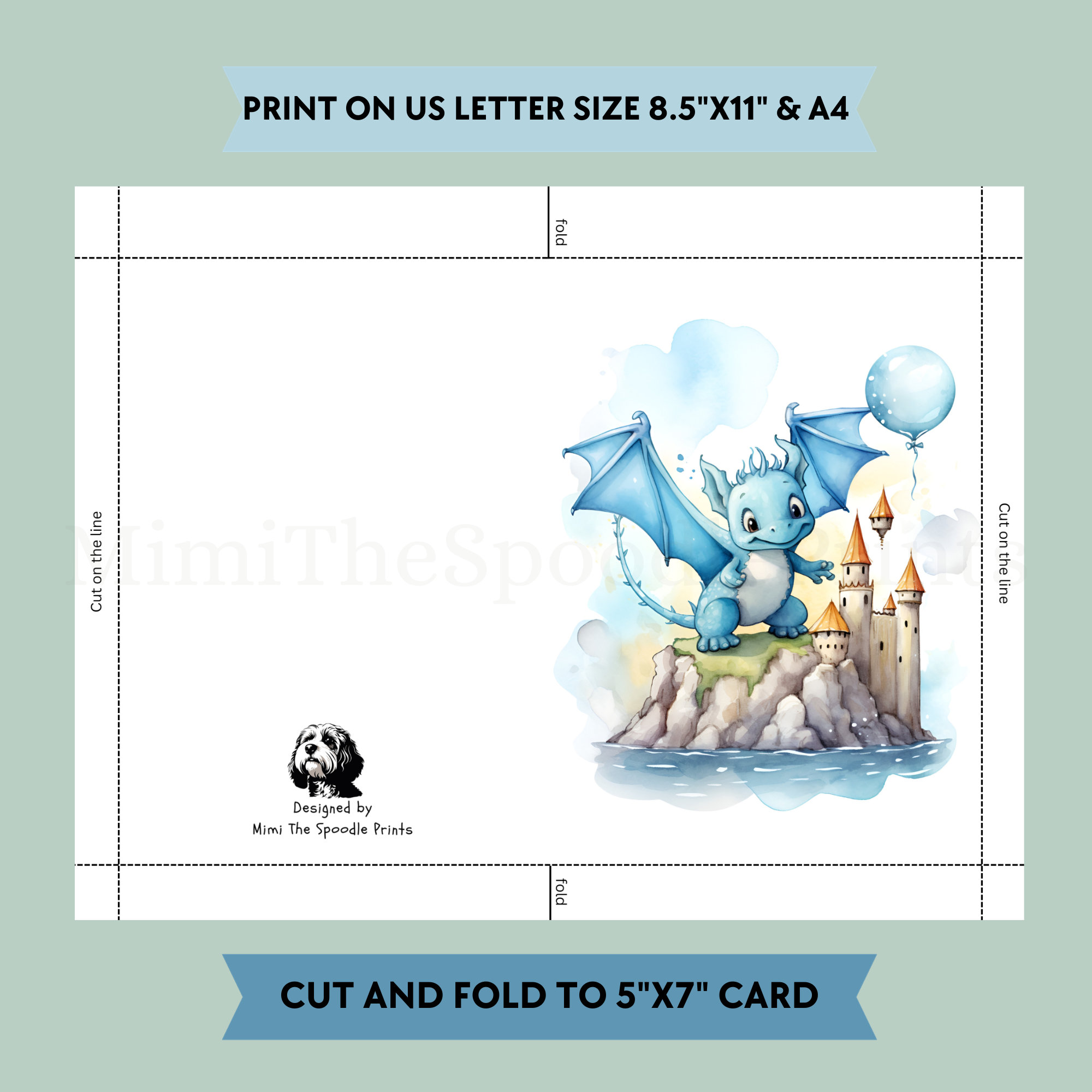 Dragon Birthday Card Printable, for Kids, Dragon Lover Gift, Mythical ...