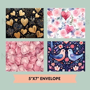 Valentine Envelope Template for Greeting Cards Envelope 5x7 Digital