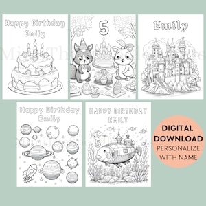 Personalized Birthday Coloring Pages: Custom Name Party Activity (Digital Download)