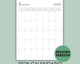2026 Spanish Calendar Printable: Minimalist Vertical Planner (PDF Download)