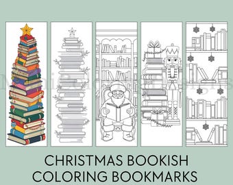 Christmas Coloring Bookmarks: Bookish Holiday Designs (Digital Download)