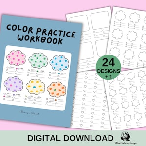 Modello di campione di colore: fogli di pratica per sfumature e fiori (download digitale in PDF)